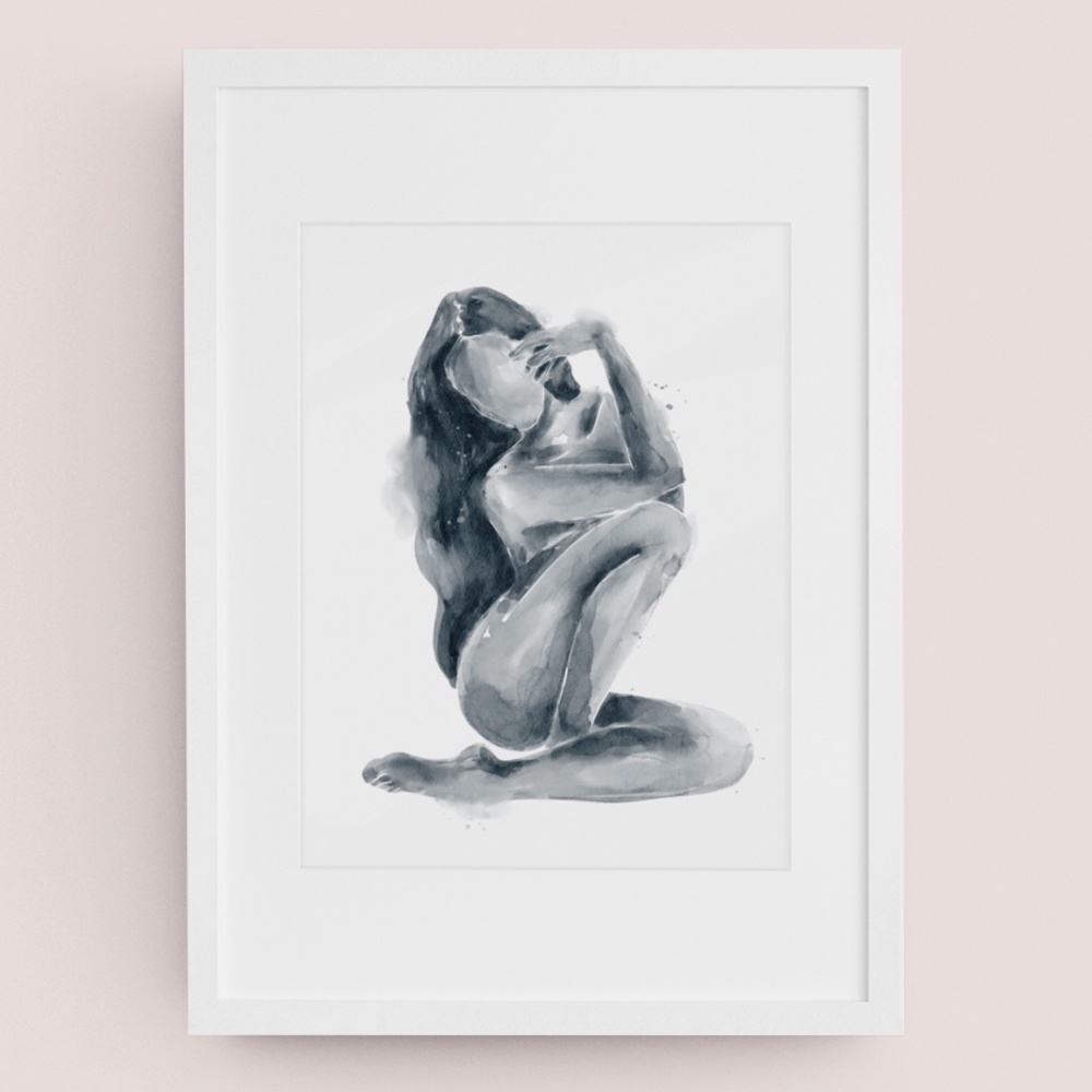 Abstract Nude Woman Watercolor Portrait  Print Poster Unframed - Picture 9 of 17